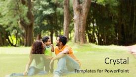  Presentation with baby sitting - Beautiful presentation design featuring indian baby - young family of three sitting backdrop and a blonde colored foreground