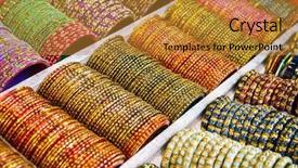  Presentation with jewelery - PPT theme featuring indian bazaar - colorful bangles - jewelery bracelets background and a gold colored foreground