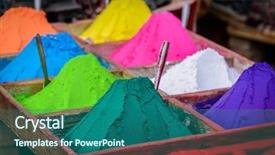  Presentation with indian bazaar - PPT layouts with indian bazaar - colorful powders in kathmandu nepal background and a ocean colored foreground