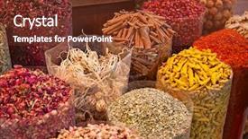  Presentation with indian bazaar - Audience pleasing slide deck consisting of indian bazaar - colorful spices on the traditional backdrop and a tawny brown colored foreground