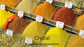  Presentation with spices - PPT layouts enhanced with indian bazaar - colorful spices on the traditional background and a gold colored foreground