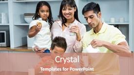  Presentation with eating - Slide deck having indian breakfast - happy family eating biscuits background and a coral colored foreground