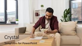  Presentation with courier business finance analysis - Amazing PPT theme having indian budget - business finances accounting and people backdrop and a coral colored foreground