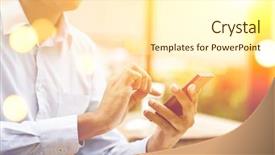  Presentation with indian - Colorful PPT theme enhanced with indian businessman using smartphone backdrop and a cream colored foreground