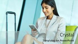  Presentation with indian cricketer - Audience pleasing theme consisting of indian businesswoman using smart phone backdrop and a lemonade colored foreground