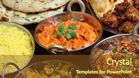  Presentation with food chicken - Slide deck enhanced with indian butter chicken curry background and a tawny brown colored foreground