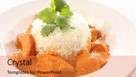  Presentation with butter - PPT theme with indian butter chicken on rice background and a gold colored foreground
