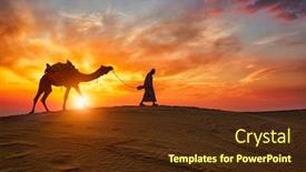  Presentation with camel caravan - Beautiful PPT theme featuring indian-cameleer-camel-driver-bedouin backdrop and a tawny brown colored foreground