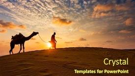  Presentation with camel caravan - Audience pleasing PPT theme consisting of indian-cameleer-camel-driver-bedouin backdrop and a tawny brown colored foreground