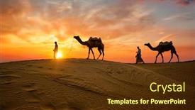  Presentation with tourism india - Slides with indian-cameleers-camel-driver-bedouin background and a tawny brown colored foreground