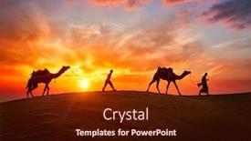  Presentation with camel caravan - Colorful theme enhanced with indian-cameleers-camel-driver-bedouin backdrop and a tawny brown colored foreground