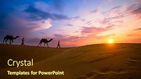  Presentation with camel caravan - Theme featuring indian-cameleers-camel-driver-bedouin background and a wine colored foreground