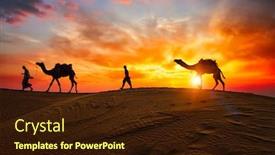  Presentation with camel caravan - Presentation theme featuring indian-cameleers-camel-driver-bedouin background and a wine colored foreground