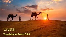  Presentation with camel caravan - Presentation design enhanced with indian-cameleers-camel-driver-bedouin and a  colored foreground