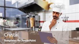  Presentation with cooking chef - PPT theme consisting of indian chef in toque reading background and a coral colored foreground