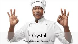  Presentation with chef - Cool new theme with indian chef in uniform on white background backdrop and a light gray colored foreground