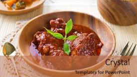  Presentation with indian food chicken curry dish - Presentation theme with hot food - indian chicken biryani rice background and a red colored foreground