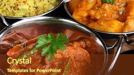  Presentation with chicken curry - Amazing slides having indian chicken curry with rice and potato curry backdrop and a tawny brown colored foreground
