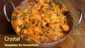  Presentation with chicken curry - Beautiful PPT theme featuring indian chicken curry with spinach backdrop and a tawny brown colored foreground