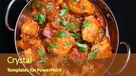  Presentation with indian food chicken curry dish - Beautiful PPT layouts featuring indian chicken jalfrezi curry backdrop and a tawny brown colored foreground