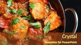  Presentation with indian food chicken curry dish - Theme having indian chicken jalfrezi curry background and a tawny brown colored foreground