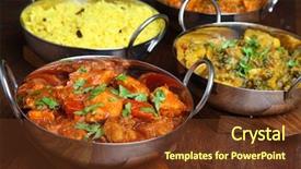  Presentation with indian food chicken curry - Amazing PPT layouts having indian chicken jalfrezi with rice backdrop and a tawny brown colored foreground
