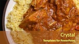  Presentation with chicken curry - Beautiful theme featuring beautiful purple and white dahlia flower in the garden note shallow depth of field backdrop and a tawny brown colored foreground