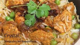  Presentation with indian food chicken curry dish - Slides consisting of indian chicken tikka biryani curry background and a gold colored foreground