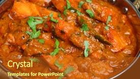  Presentation with indian food chicken curry dish - Colorful PPT theme enhanced with indian chicken tikka jalfrezi curry backdrop and a crimson colored foreground