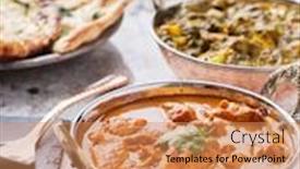  Presentation with chicken curry - Beautiful presentation design featuring indian-chicken-tikka-masala-curry backdrop and a coral colored foreground