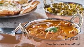  Presentation with chicken curry - Presentation theme with indian-chicken-tikka-masala-curry background and a coral colored foreground