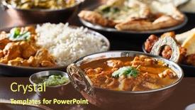  Presentation with chicken curry - Cool new slide set with indian-chicken-tikka-masala-curry backdrop and a tawny brown colored foreground