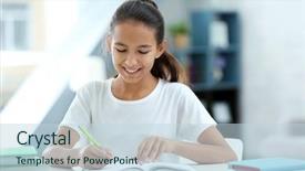  Presentation with cute - Theme with indian children - cute girl doing lessons background and a sky blue colored foreground