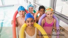  Presentation with special needs class - Cool new presentation theme with indian children - cute swimming class smiling poolside backdrop and a gold colored foreground