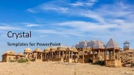  Presentation with market at jaisalmer india - Amazing presentation having indian cities - bada bagh cenotaph jaisalmer rajasthan backdrop and a light blue colored foreground