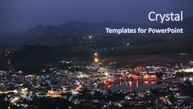  Presentation with holy night - Slide set enhanced with indian cities - falling night over pushkar holy background and a ocean colored foreground