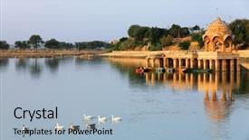  Presentation with india - Slide set having indian cities - gadisagar lake jaisalmer india background and a light blue colored foreground