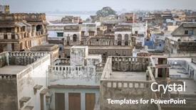  Presentation with varanasi - Amazing slides having indian cities - top view of varanasi city backdrop and a gray colored foreground