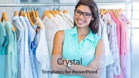  Presentation with online shopping store - Audience pleasing slide deck consisting of indian clothing - beautiful brunette doing shopping backdrop and a light blue colored foreground