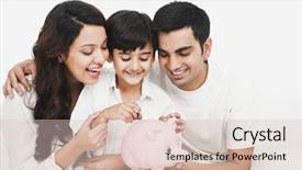  Presentation with bank - Slide deck enhanced with indian clothing - happy family with a piggy background and a lemonade colored foreground