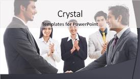  Presentation with shaking hands - Cool new PPT theme with ladies fitness center - two twins to play sports backdrop and a light gray colored foreground