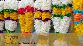 Presentation with indian festival - Cool new theme with indian-colorful-flower-garlands backdrop and a gold colored foreground