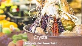  Presentation with corn - Presentation design having indian corn in fruit market background and a coral colored foreground