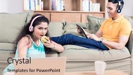  Presentation with indian couple - Slide deck enhanced with indian couple in their living background and a  colored foreground