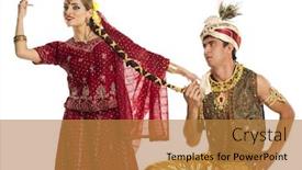  Presentation with indian couple - Audience pleasing presentation theme consisting of indian couple portrait of beautiful indian family in traditional costume standing isolated on white background indian husband and wife model backdrop and a gold colored foreground