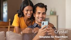  Presentation with indian couple - Presentation with indian-couple-using-smartphone-together background and a coral colored foreground