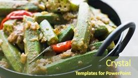  Presentation with indian - Colorful presentation theme enhanced with indian cuisine - close up of karahi dish backdrop and a tawny brown colored foreground