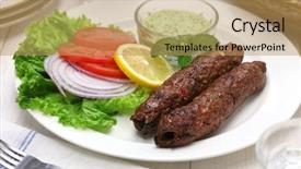  Presentation with mint pink - Cool new slide deck with indian cuisine - mutton seekh kabab with mint backdrop and a coral colored foreground