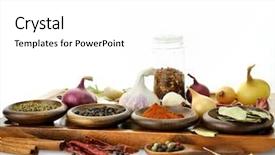  Presentation with cutting board - Slide set consisting of indian cuisine - spices assortment on a cutting background and a white colored foreground