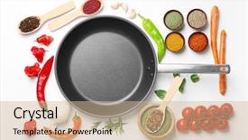  Presentation with gardening healthy food cooking - PPT layouts having top view bowl - cooking concept food ingredients background and a soft green colored foreground